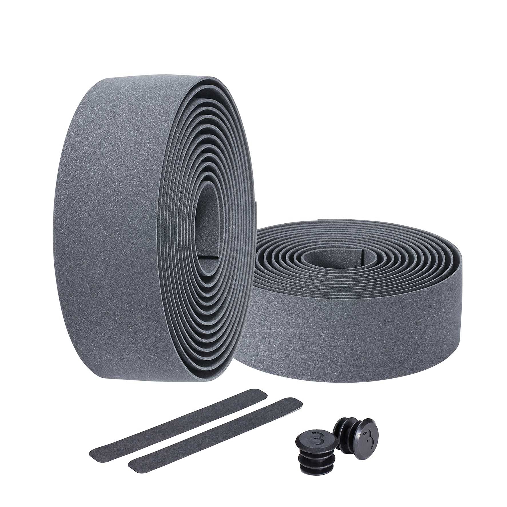BBB Cycling Bike Handlebar Tape Road Bike I Foam Grip Bike Tape I Includes Handlebar Plugs I RaceRibbon BHT-01 Grey, 200 x 3 cm