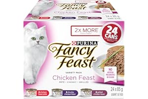 Fancy Feast Wet Cat Food, Chicken Feast Variety Pack 3 Flavours - 85 g (24 Pack)
