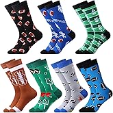 Hoosige 7 Pairs Christmas Novelty Gifts Football Socks Cotton Unisex Socks Sports Team Gift for Women Men Sports Series