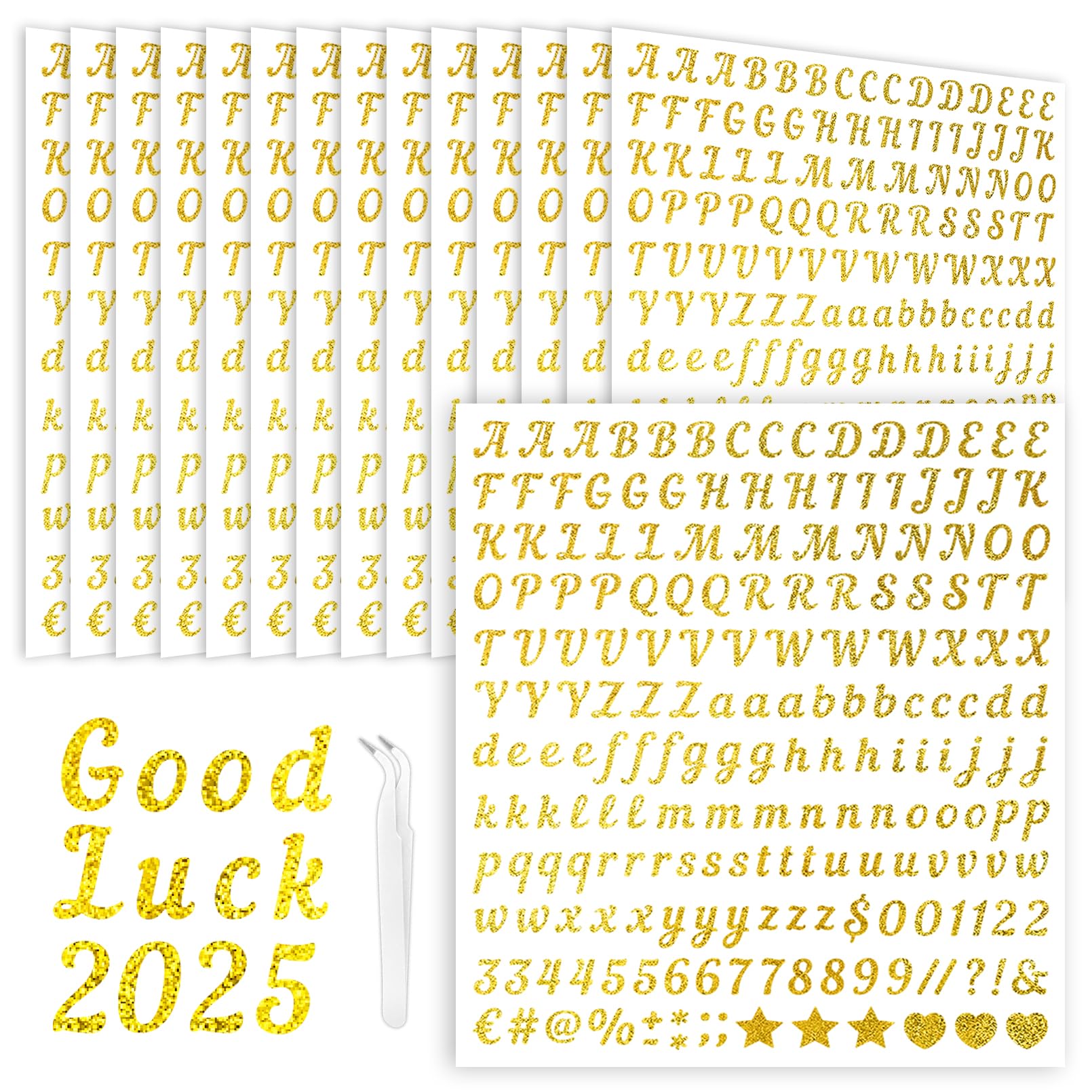 Photo 1 of 15 Sheets Gold Letter Stickers Small 1/2 Inch, Gold Tiny Alphabet Letter and Number Vinyl Stickers Waterproof, Golden ABC Sticker Self-Adhesive Water Bottles Scrapbooking Mailbox Poster Sign Grad Cap