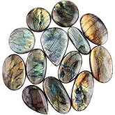 OdrillionGems Natural Labradorite Stone, Natural Gemstones and Crystals Cabochon Lot, DIY Jewelry Making Loose Gemstones, Chakra Healing Crystals, Wire Wrapping Cabochons, Pack of 5 (Large)