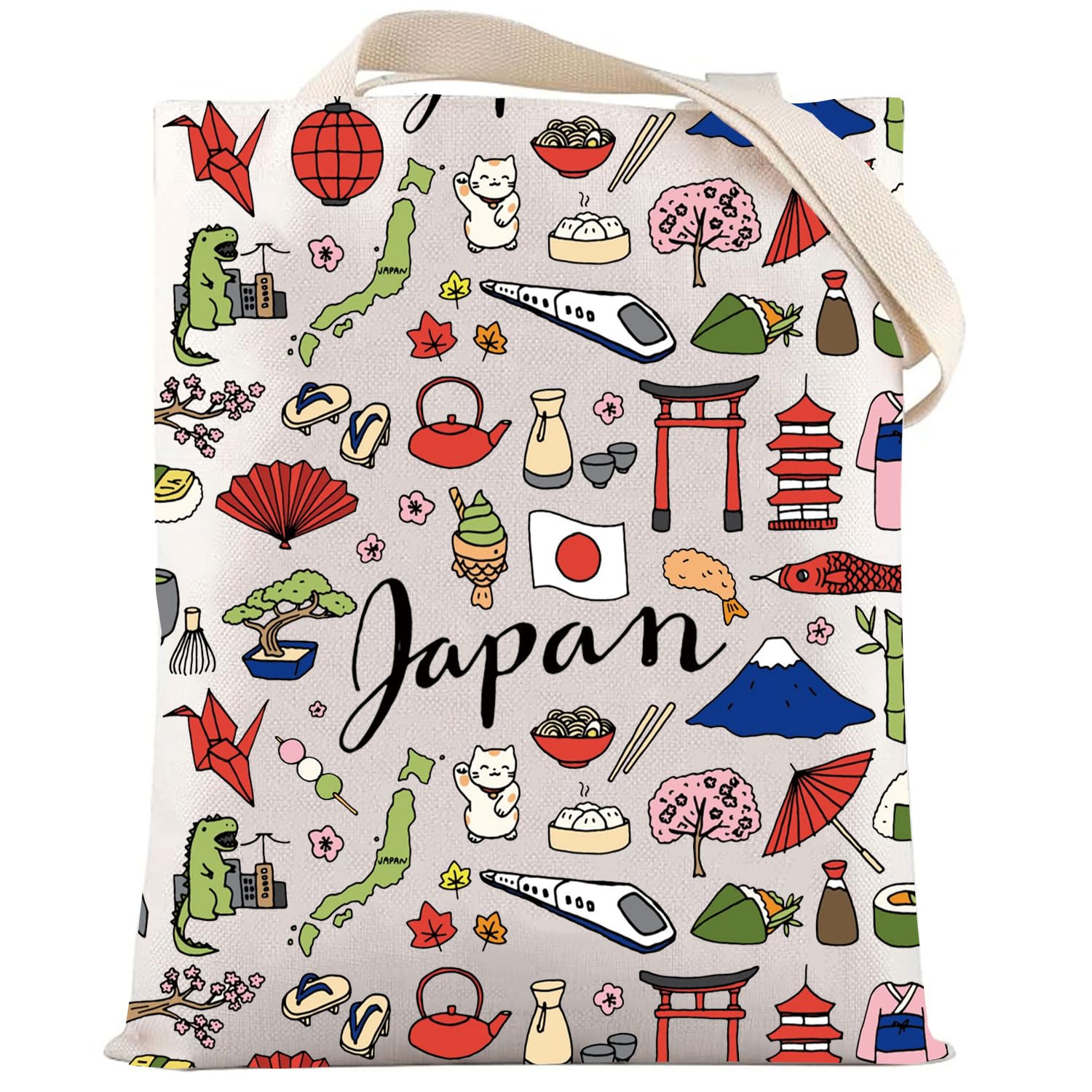 LEVLO Japan Travel Pouch Bag Japan Souvenir Gift Japan Theme Zipper Pouch Bag Japanese Trip Gift, Japan Tote,