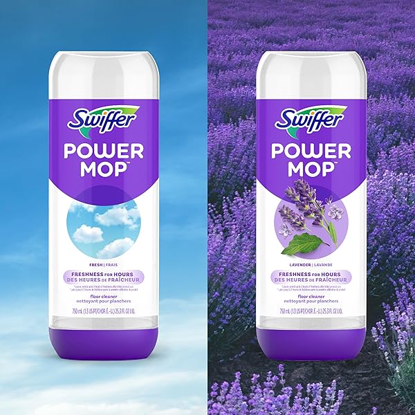 SWIFFER POWERMOP FLOOR CLEANING SOLUTION WITH FRESH SCENT, POWERMOP REFILLS, FLOOR CLEANER FOR MOPPING, 25.3 FL OZ, 2 PACK