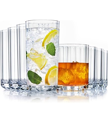 Amazon.com | Optix 20-ounce Plastic Tumblers | set of 8 Clear: Tumblers &  Water Glasses