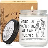 Funny Goth Spooky Skull Scented Candle Gift for Boyfriend Girlfriend Her Him Best Friend, Smells Like You're Stuck with Me - Skeletons Candle, Friendship Birthday Candles Gifts for Bestie, Couple-29