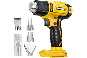 IRONFIST Heat Gun Cordless Lithium 20V Hot Air Gun 2-Temp Setting Max 1022°F(550°C) Heat Gun for Crafts, Shrink Tubing, Resin & Decorating Compatible with DEWALT Battery (Tool Only, NO Battery)