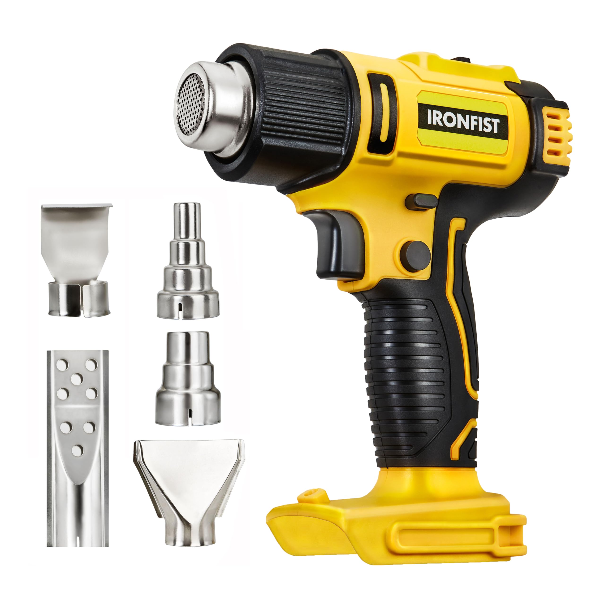 Photo 1 of IRONFIST Heat Gun Cordless Lithium 20V Hot Air Gun 2-Temp Setting Max 1022°F(550°C) Heat Gun for Crafts, Shrink Tubing, Resin & Decorating Compatible with DEWALT Battery (Tool Only, NO Battery)