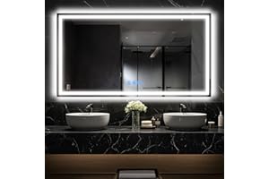 Antok 30"x 55" LED Bathroom Mirror with Lights, Anti-Fog, Dimmable, Lighted Vanity Mirror with Tempered Glass, Memory Function, 3 Light Modes, Safe Use, Horizontal, Vertical