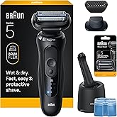 Braun Electric Razor for Men Series 5, Electric Shaver, Precision Trimmer, Extra Shaver Head, 4-in-1 Clean & Charge Center, S5 5165ps