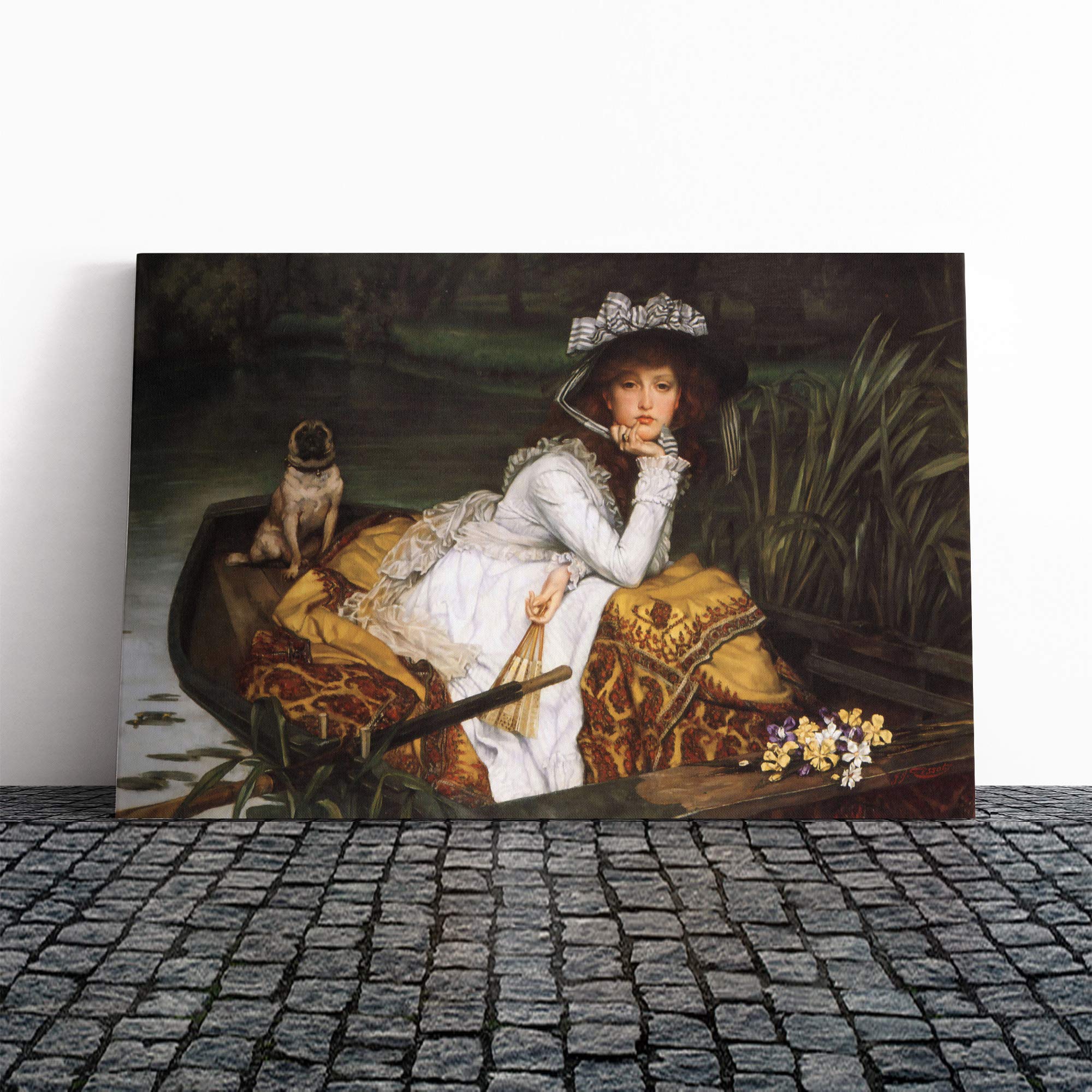 James Tissot Young Lady in a Boat Canvas Print | Gallery Wrapped 30mm Frame Wall Art | 20x14 inches | Ready to Hang | Modern Seascape Picture | Living Room Bedroom Lounge Office