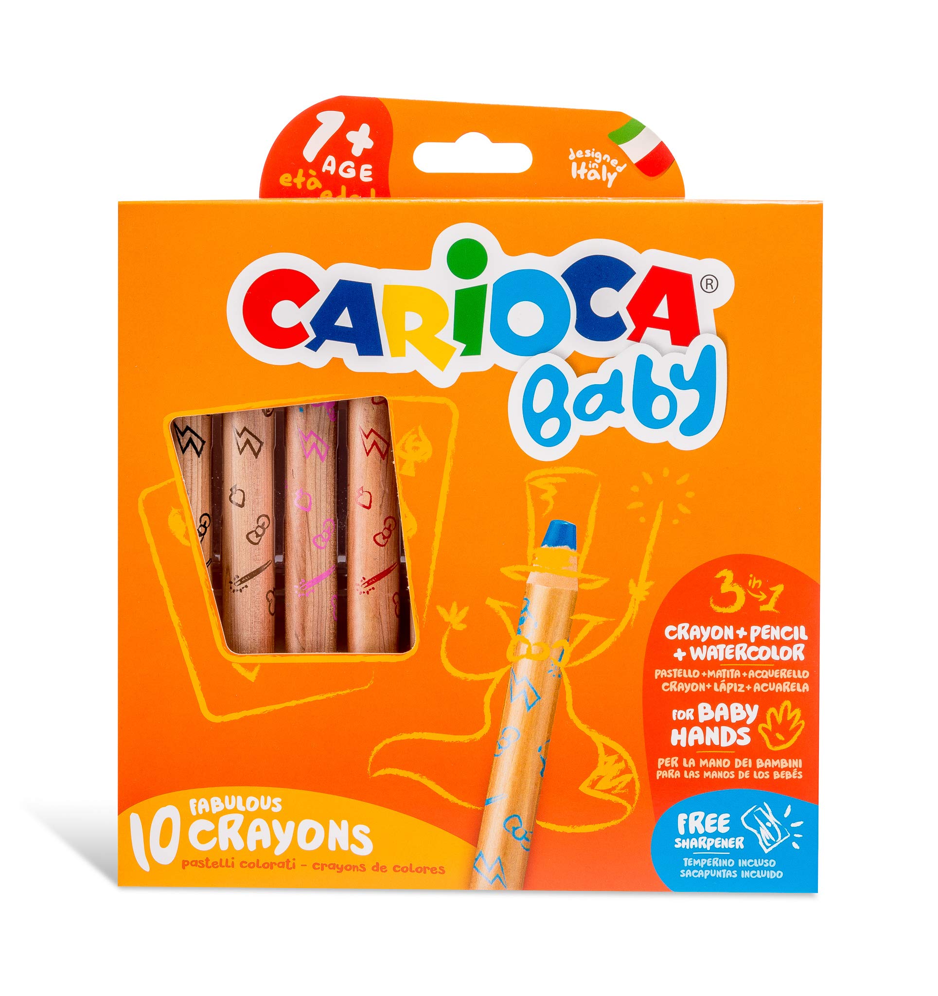 Carioca CAR-42818 3-in-1 Baby Crayons, 10-Piece