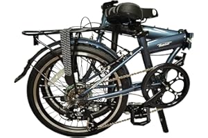 SOLOROCK 20" 7 Speed Steel Folding Bike - Hunter, with Fenders & Steel Rear Rack, Plastic Fenders with Stainless Steel Fender Stays