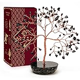 KARMAPLEDGE 7 Chakra Black Obsidian Crystal Tree of Life Positive Energy & Good Luck, Money, Feng Shui Decor, Home and Office Desk Decoration, Spiritual Gifts for Women, for Dad