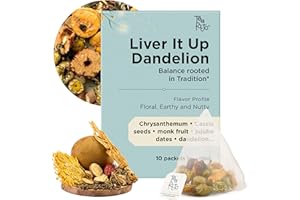 Tea Facto Liver It Up* Dandelion Tea Bags with Cassia Seeds, Ginseng, Licorice Roots, Red Date - Natural Ingredients, Zero Added Sugar, Zero Caffeine - 10 Count