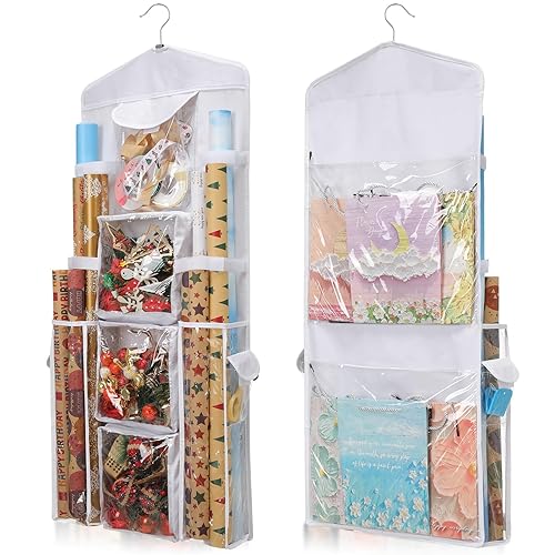 EXLIFBAG Wrapping Paper Storage, Gift Wrap Organizer Holder Double-Sided  Hanging Gift Bag Storage Organizer in Oman Whizz Gift Wrap Storage