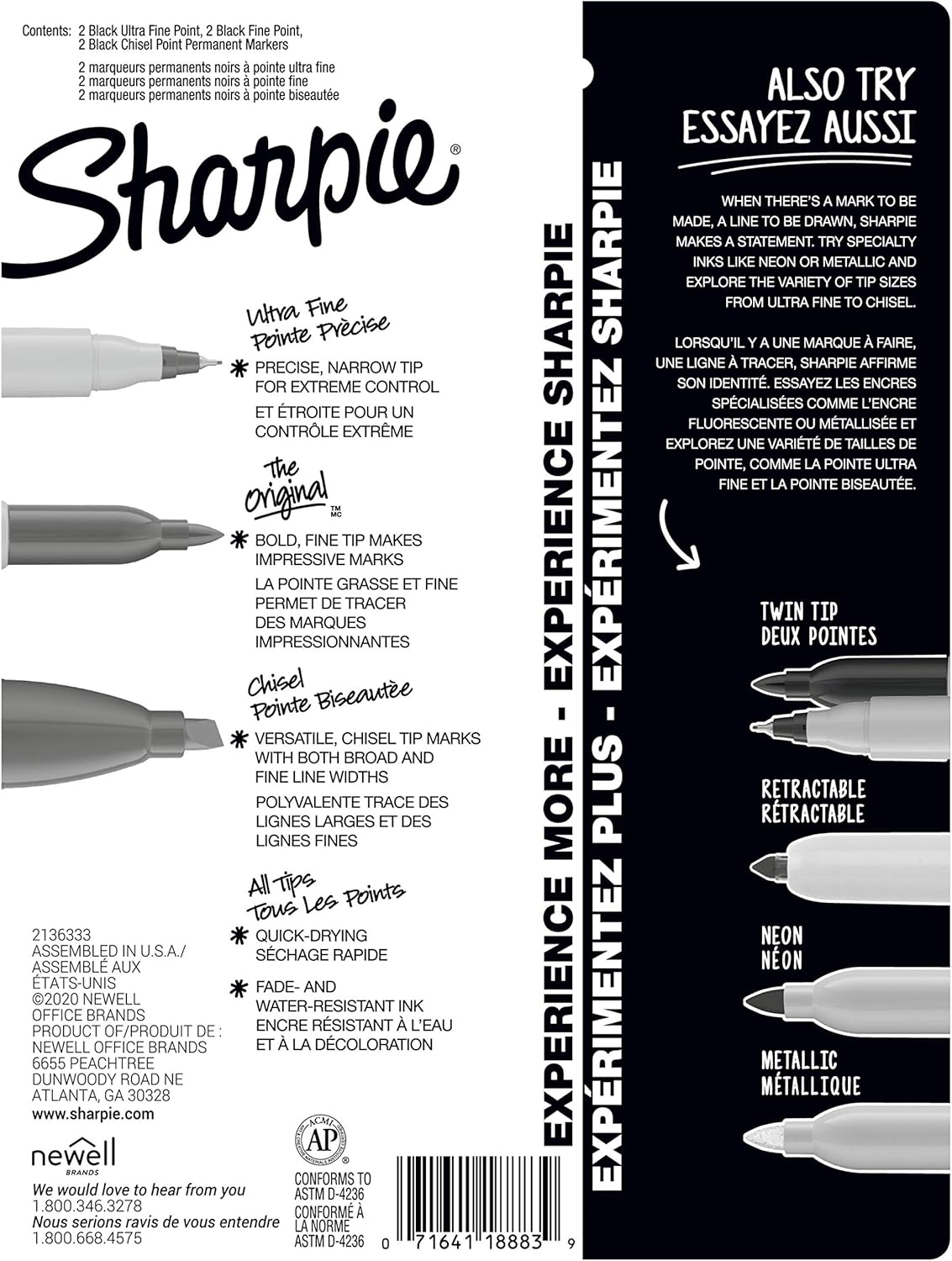 Sharpie Permanent Markers Variety Pack, Featuring Fine, Ultra Fine, and Chisel Point Markers, Black, 6 Count : Office Products