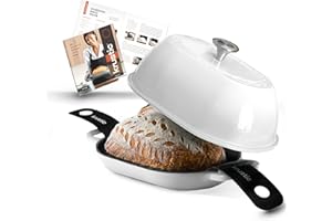Krustic Enameled Cast Iron Dutch Oven for Professional Sourdough Bread Baking | 5.5 Quart Loaf Size Oval Cookware Pot with Li