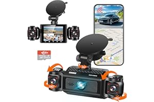 3 Channel Dash Cam WiFi FHD 1080P Car Camera with 64GB Card, WIZACE 360° Front Dash Camera Front and Inside Left Right for Cars, Mini Dashcams with Night Vision,Loop Recording,WDR,G-Sensor, APP