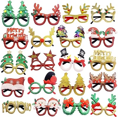 HzNzYHD 20Pcs Christmas Glasses Novelty Party Props for Kids & Adults