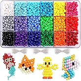 MAKERSLAND 2600+pcs Pony Beads Kit 18 Color Rainbow Plastic Multicolor Pony Bead Bulk with Elastic String Hair Beads DIY Crafts Jewelry Making Kit for Bracelets Necklaces Key Chain
