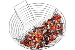 GRIADDICT Replacement Kamado Classic Joe Charcoal Basket, Lump Ash Basket Fits Big Green Egg Grill, Large - Stainless Steel Charcoal Holder with Divider. Smoking Accessories also for other 18" Charcoal Grills