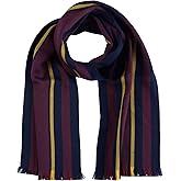 Brooks Brothers 100% Wool Woven Varsity Striped Scarf with Eyelash Fringe - Men's Luxury Winter Scarf, 72-inches x 10-inches