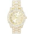 Charles Raymond Women's Big Rocks Bezel Colored Dial with Roman Numerals Fully Iced Out Watch - ST10327LA