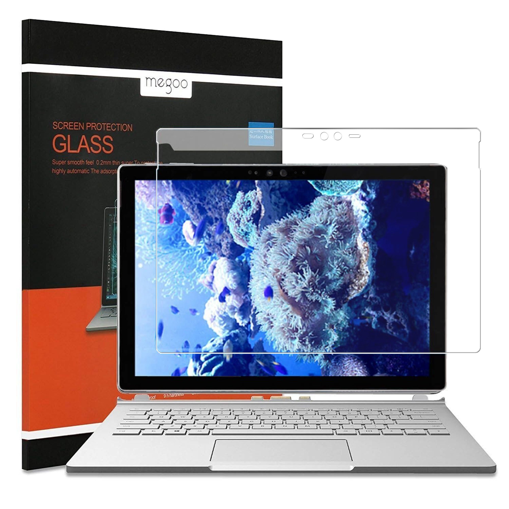 Surface Book Screen Protector [Tempered Glass], Megoo No Bubble, Anti