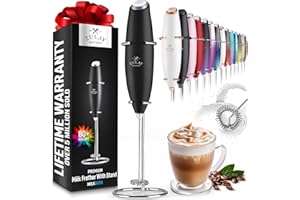 Zulay Powerful Milk Frother Handheld Foam Maker for Lattes - Whisk Drink Mixer for Coffee, Mini Foamer for Cappuccino, Frappe