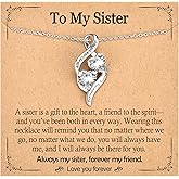 PODLEV Necklace Gifts for Women Girls, Silver Infinity Double CZ Heart Pendant Charm Necklace for Gifts Women, Birthday Anniversary Graduation Christmas Jewelry Present To My Mom Daughter Sister