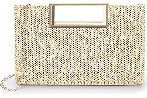 BEKOROS Straw Clutch for Women-Straw Purses,Beach Vacation Raffia Bag,Trends Cute Straw Clutch Purses for Women Straw Beach Bag