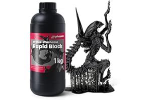 phrozen 3D Printer Water-Washable Rapid Black Resin, 405nm LCD UV-Curing Photopolymer Resin for High Precision Printing, Low Odor, Non-Brittle, Easy to Clean and Cure (1KG)