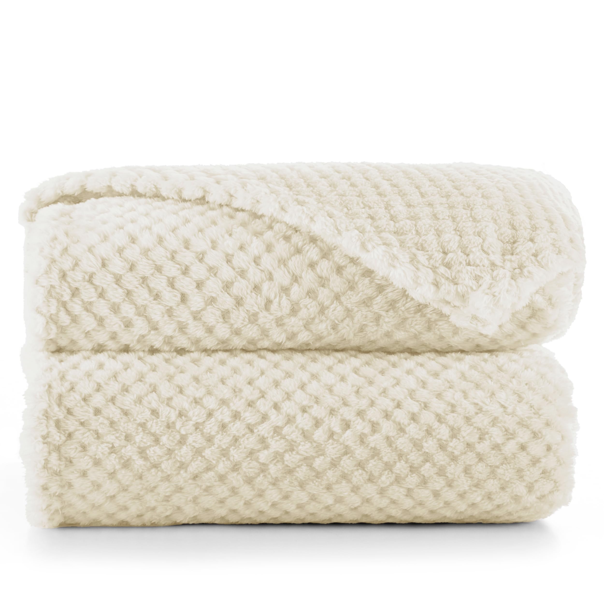 DecoKing Henry Cuddly Blanket, 70 x 150 cm Microfibre Blanket, Bedspread, Fleece, Soft, Cuddly Scandinavian Style, Beige / Cappuccino