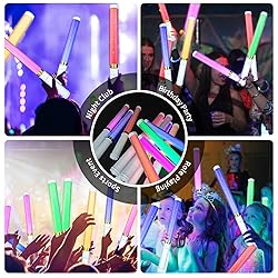 Bsgifts LED Glow Sticks 6 Pack, Reusable Light Up