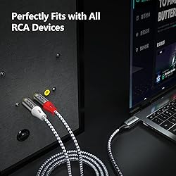 Japuda USB C to 2RCA Audio Cable Type C to 2RCA