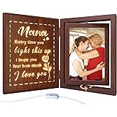 soruney Nana Light Up Picture Frame Gifts from Grandkids, Wooden Rotating Photo Frame for Grandma Birthday Mother's Day, Holds 2 4x6 Photos