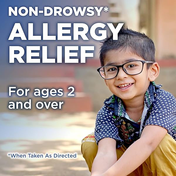 AMAZON BASIC CARE CHILDREN’S ALLERGY MEDICINE, 24 HOUR LORATADINE ORAL SOLUTION 5 MG/5 ML, NON-DROWSY ANTIHISTAMINE, GRAPE FLAVOR, AGES 2 AND OLDER, 8 FLUID OUNCES