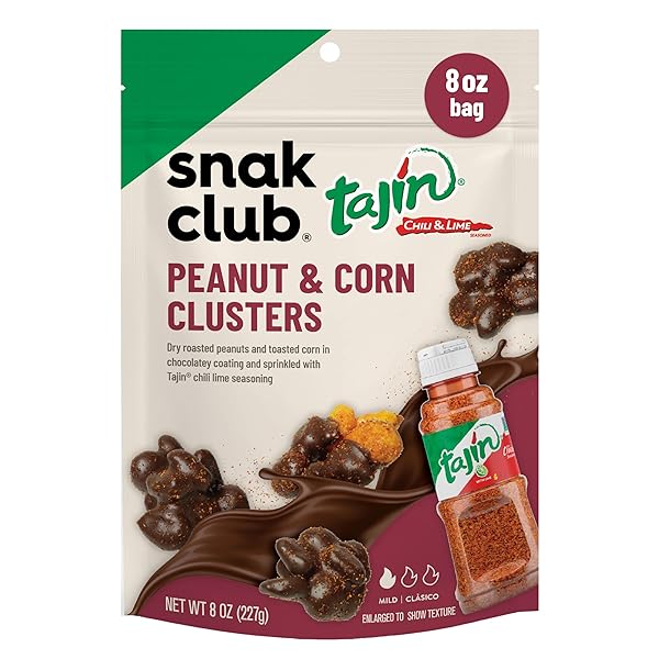 SNAK CLUB TAJIN CHOCOLATEY PEANUT AND CORN CLUSTERS,...