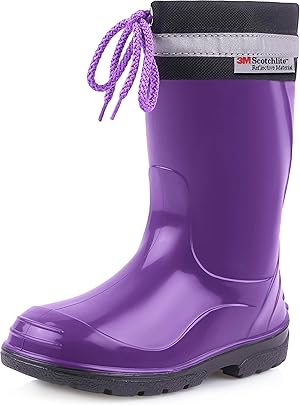 Ladeheid Kinder Gummistiefel mit Stulpe Regenstiefel für Jungen und Mädchen LA-972 (Violett/Schwarz, 24 EU)