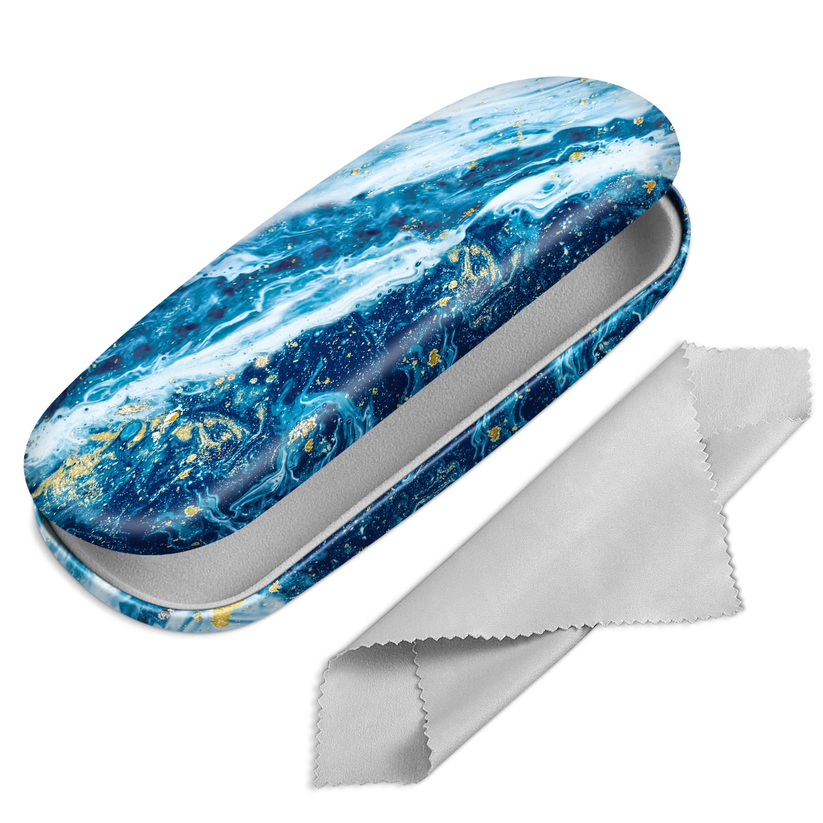 FINTIE Hard Shell Glasses Case for Women Men - Fashion Reading Eyeglasses Case Protective Spectacle Cases with Cleaning Cloth
