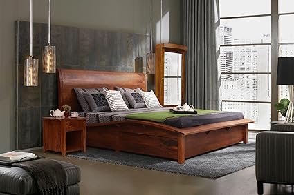 Peachtree Mango Wood Arlene Natural Finish Queen Size Bed And 1 Bed Side And Dresser Bedroom Set Amazon In Furniture Queen Bed Frame And Dresser
