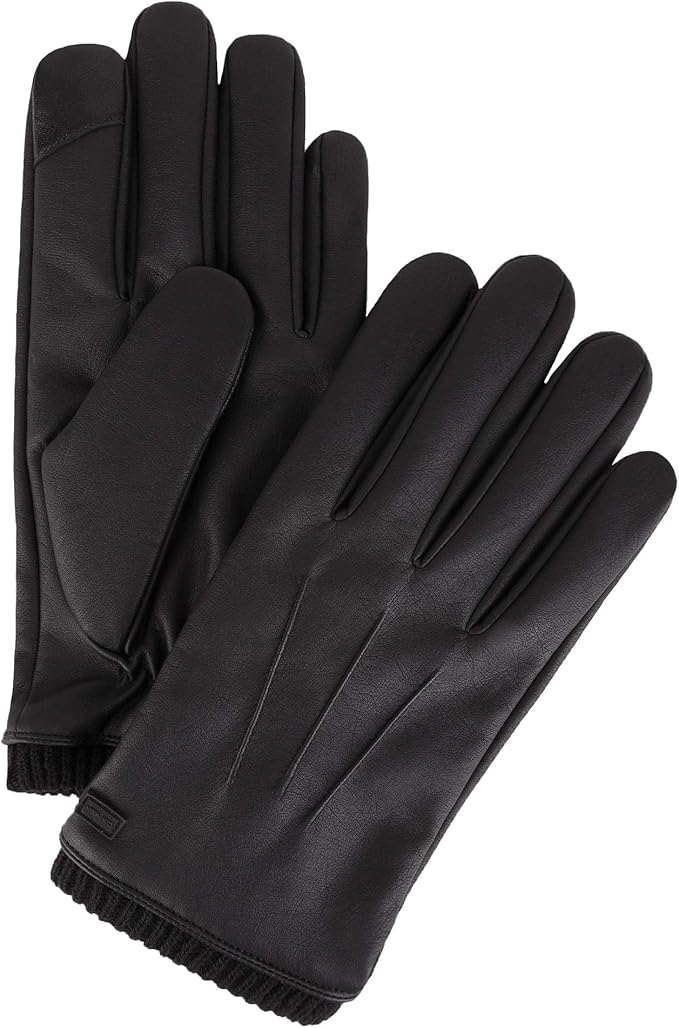 Calvin Klein Men's Leather Cold Weather Gloves, Black Pepper, S Buy