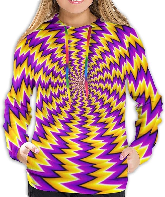 Womens Hoodies Colorful Spiral Optical Illusion 3D Pullover Hooded