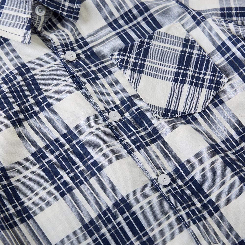 Spring&Gege Boys' Casual Short Sleeve Button Down Shirts Cotton Plaid: Clothing