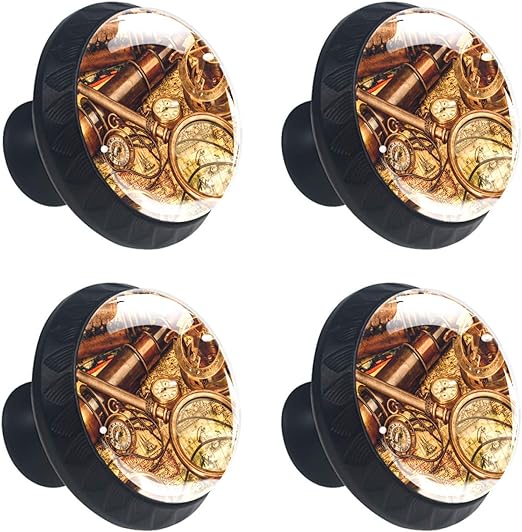 AITAI Juego de 4 pomos decorativos para puerta, diseño de mapa náutico