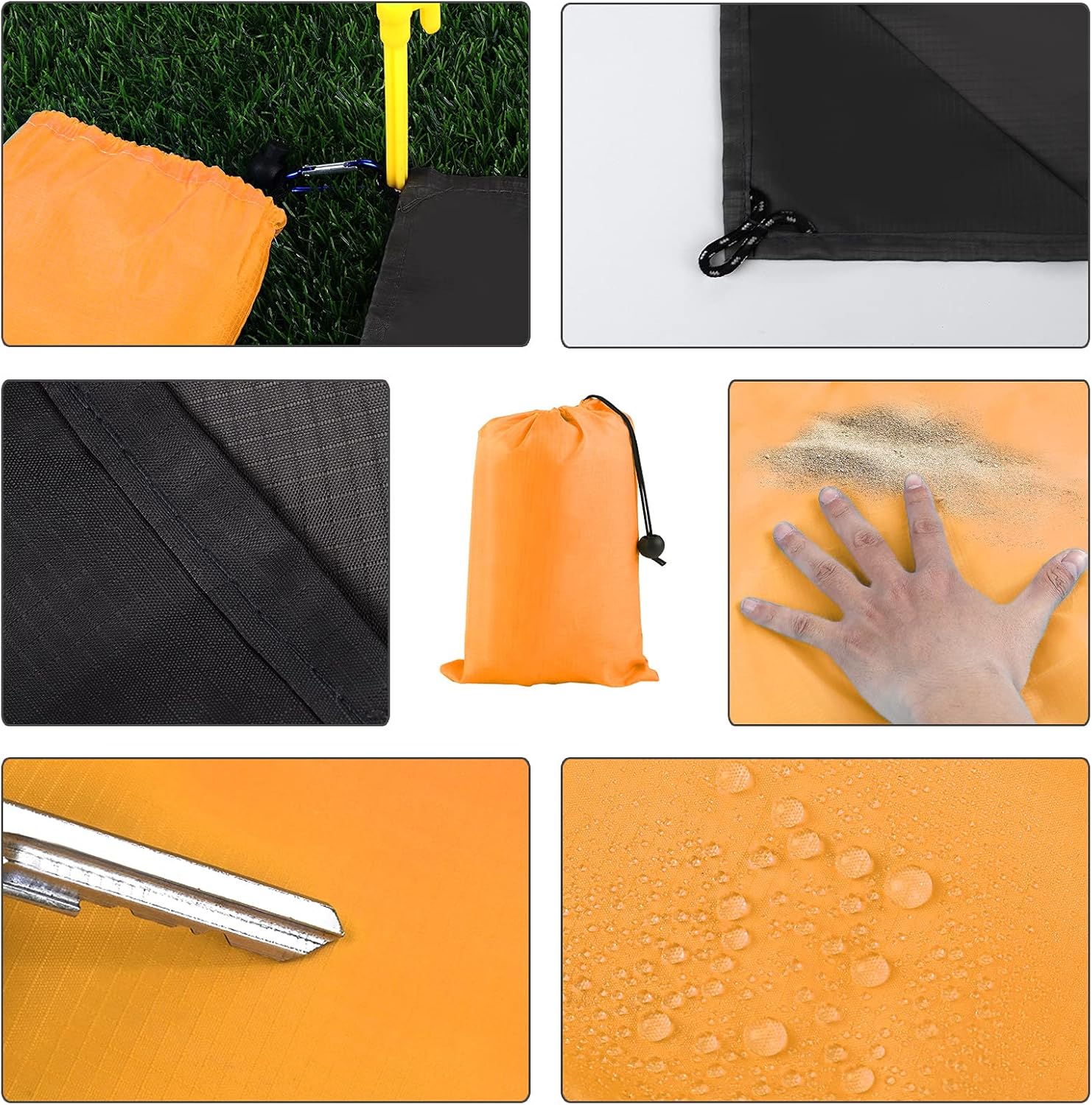 Ruisita Outdoor Beach Mat Waterproof Picnic Mat Sand-Proof Picnic Beach Blanket for Outdoor Camping Travel Hiking Picnic (210 x 200 cm, Orange & Gray) : Sports & Outdoors
