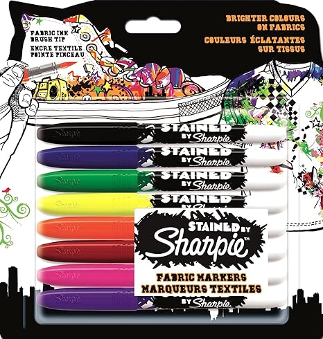 Sharpie Stained Fabric Marker Assorted Colours Pack Of 8 Amazon