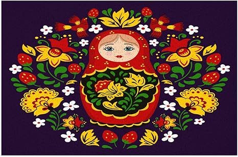 Amazon 室内 屋外用 天然コイア繊維 春 夏 ドアマット 40x60cm ロシアの人形のイラスト孤立した飾り 装飾 屋内屋外 防水 お手入れ簡単 新年の装飾 ラグ カーペット オンライン通販