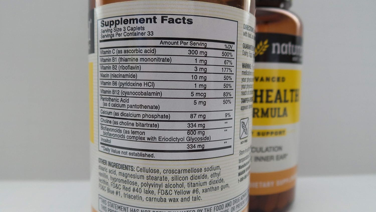 Mason Natural Advance Ear Health Formula Bioflavonoids Plus 100 Caplets per Bottle Pack of 2 Total 200 Caplets: Health & Personal Care