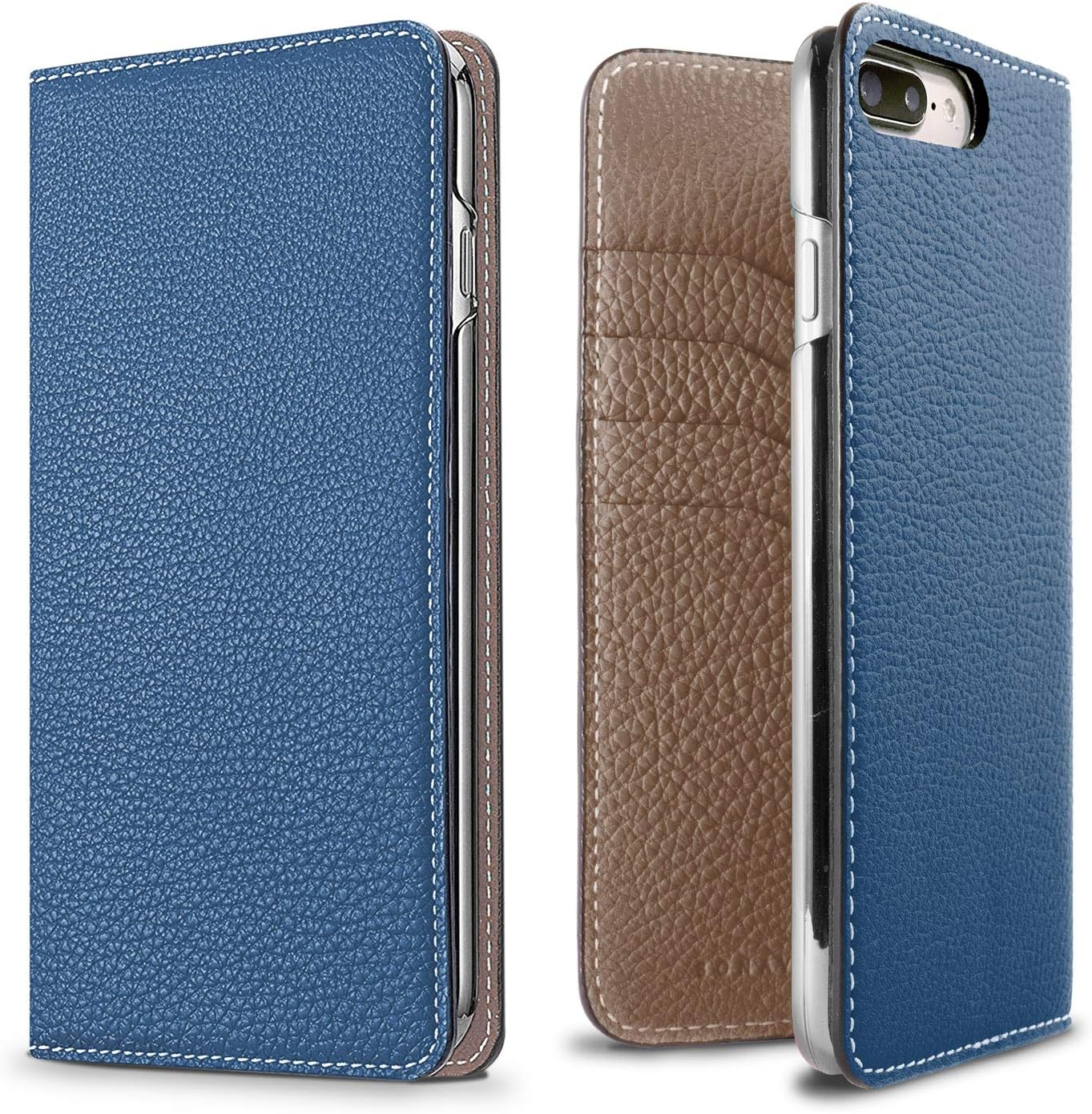 BONAVENTURA Diary Smartphone Case [iPhone 8/7/6/6s Plus, Blue & Taupe] BODT8P-BLET